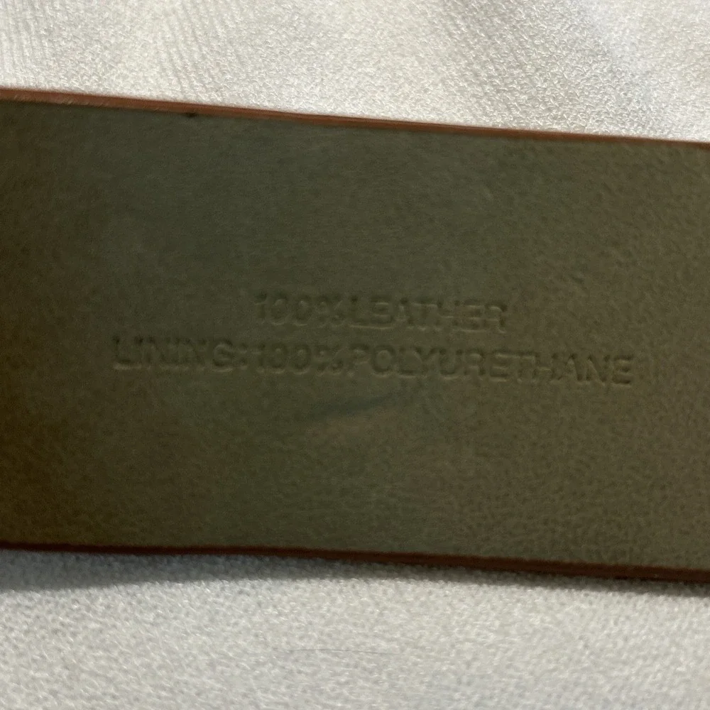 Talbots Women Belt Size XS Brown Camel Leather Exterior Gold Bamboo Buckle XS-Sm
